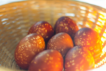 easter eggs in a basket