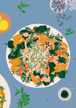 Colourful Fresh Plate Of Food Salad Vegetarian Delicious 