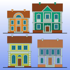 Beautiful Colorful houses set. Flat style Vector illustration.