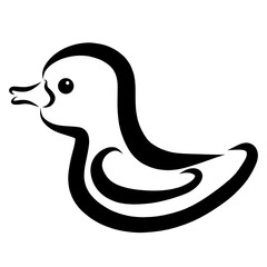 Little duckling, black outline, funny baby, pattern