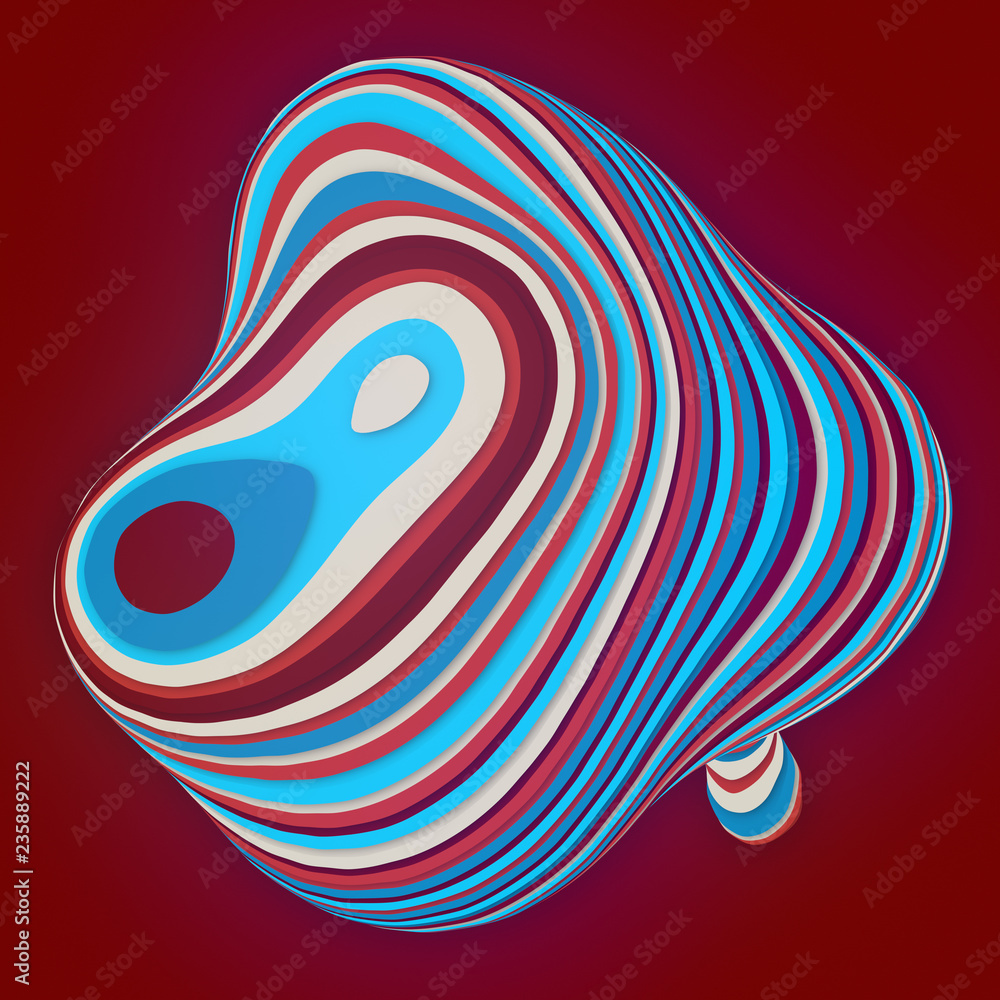 Poster Colored sliced shape. Computer generated abstract geometric 3D render illustration