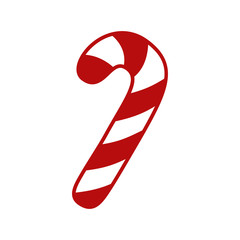 Candy cane - vector icon. Christmas candy cane with red and white stripes. Peppermint candy cane isolated.