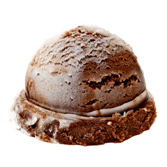 Chocolate and vanilla ice cream scoop isolated on white background