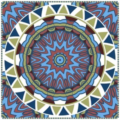 Design for square fashion print. For pocket, shawl, textile, bandanna. Mandala floral pattern. Vector illustration.