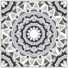 Design with abstract hand drawn floral color mandala pattern with decorative element. Vector illustration. Template design for card, shawl, bandanna, fashion print