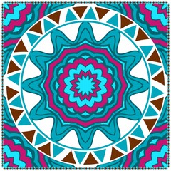 Design for square fashion print. For pocket, shawl, textile, bandanna. Mandala floral pattern. Vector illustration.