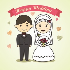 cute islamic wedding bride and groom