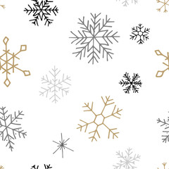 Collection of Christmas snowflakes, modern flat design. Seamless pattern. Endless texture. Can be...