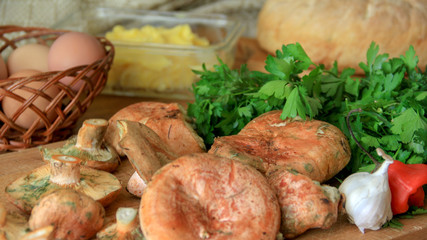 Raw forest mushrooms