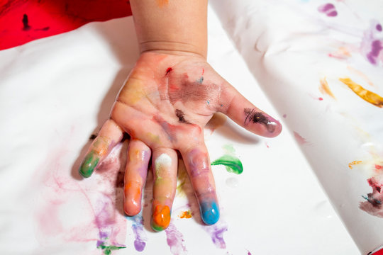 Baby hands paint