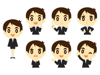 かわいい小学生男子の表情ポーズセット