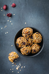 Handmade protein energy balls, superfood healthy snack