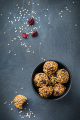 Handmade protein energy balls, superfood healthy snack