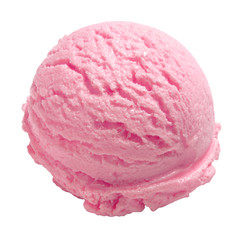 strawberry Ice Cream Scoop side view Isolated On White Background