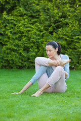 adult woman doing yoga