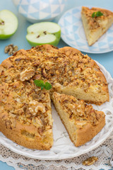 Sweet cake with apples and walnuts
