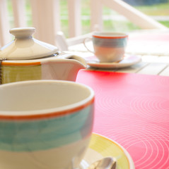 cups and a teapot