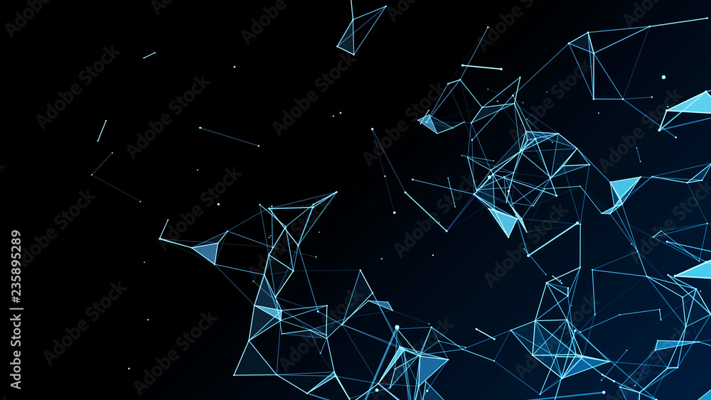 Poster abstract polygonal space background with connecting dots and lines .concept of network. 3d rendering