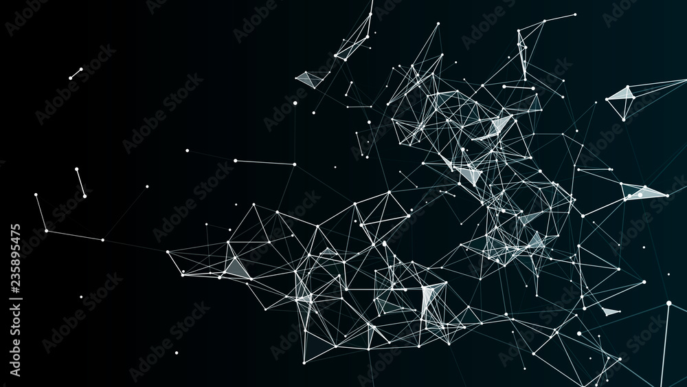 Poster abstract polygonal space background with connecting dots and lines .concept of network. 3d rendering