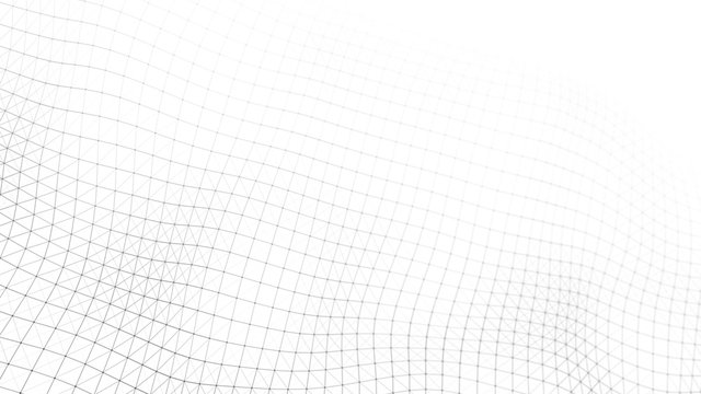 Wave of particles on white background. Abstract interlacing lines and points. Digital connection of elements. Imitation waves.