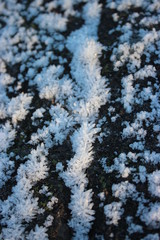 mountain crack with hoarfrost