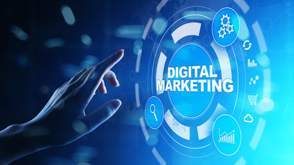 Digital marketing, Online advertising, SEO, SEM, SMM. Business and internet concept.