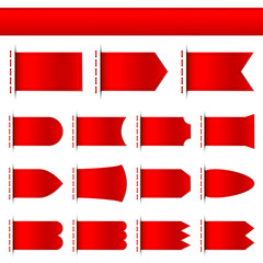 Set Of 15 Red Retro Banner Stitching White