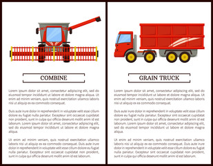 Fototapeta premium Agricultural Machinery Set, Cartoon Vector Banner