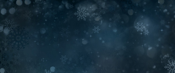 Dark blue winter background with snow flakes