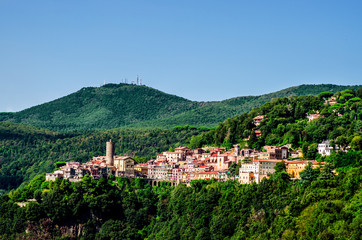 Fototapeta na wymiar Nemi town among the mountains in the vicinity of Rome. Italy. 