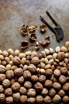Whote Nuts and Vintage Nut Cracker.