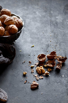 Whote Nuts and Vintage Nut Cracker.