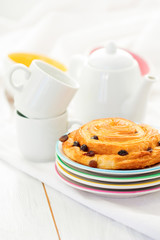Tea with homemade puff buns - snails