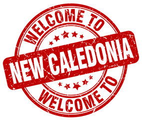 welcome to New Caledonia red round vintage stamp