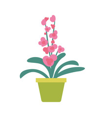 Houseplant in Flowerpot Isolated Cartoon Banner