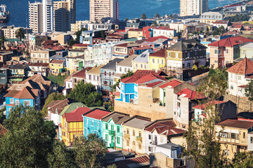 Houses of Valparaiso view from Cerro San Juan de Dios Hill - Valparaiso, Chile