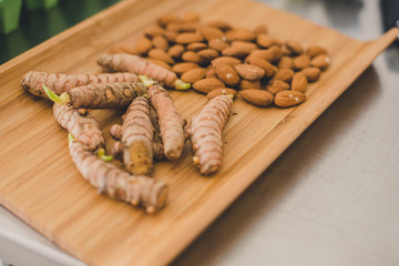 healthy food in wooden plate 2