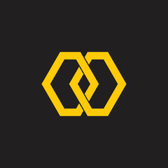 linked polygon flat logo vector