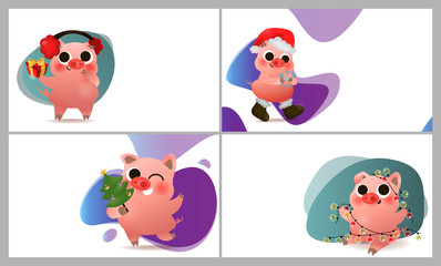 Happy Chinese New Year of pig set