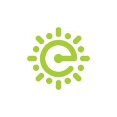letter e sun light ecology logo vector