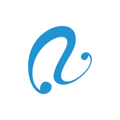 abstract letter r blue wave design logo 