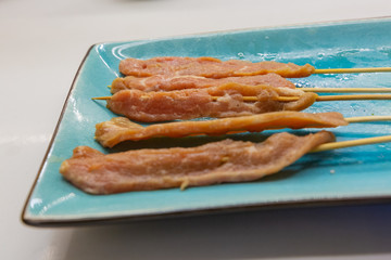 Meat kebabs on the plate，Chinese food