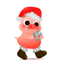 Cartoon cute piggy in Santa hat greeting card