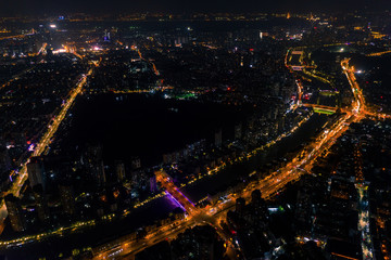 Fototapeta na wymiar Aerial photography Nanjing city night scene