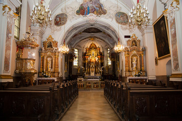 The interior of the temple in the sanctuary of St. Anne on Mount St. Anne in Poland
