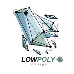 Abstract vector 3d mesh polygonal object. Communication technologies modern logotype.
