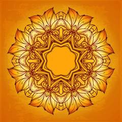 Vintage vector pattern. Vector mandala. Flourish design element. Hand drawn abstract background. Decorative retro banner. Can be used for banner, invitation, wedding card, scrapbooking and others.