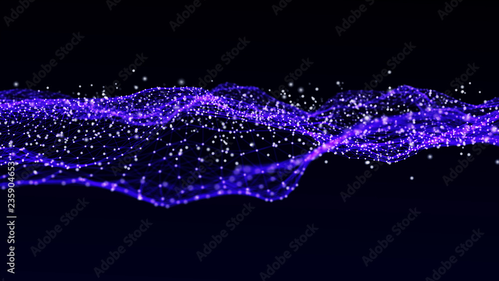 Poster abstract polygonal space. network connection structure. dark background with connecting dots and lin