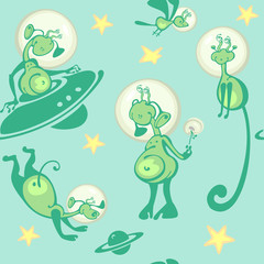 Aliens. Seamless pattern