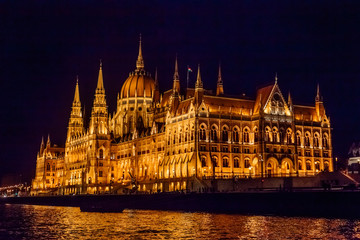 Fototapeta na wymiar Budapest Parliament at night lights, Hungary